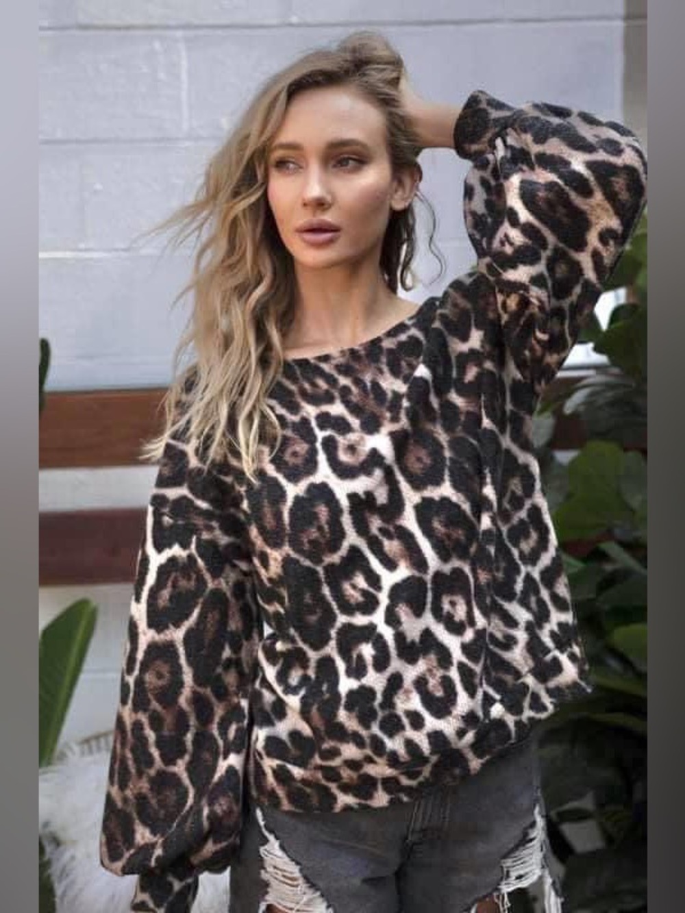 Leopard Print Brushed Hacci Sweater
